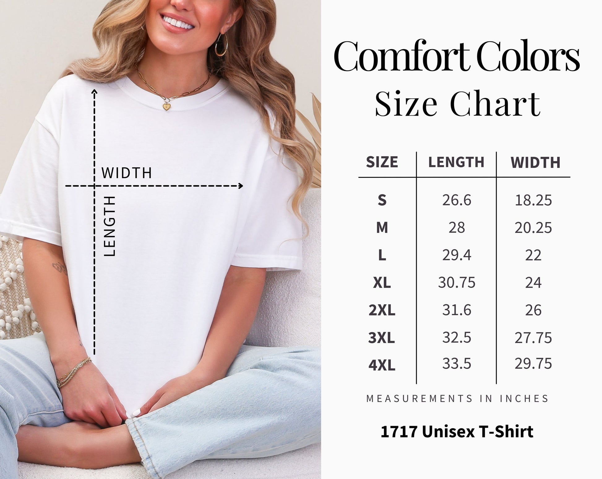Comfort Colors 1717 Size Chart