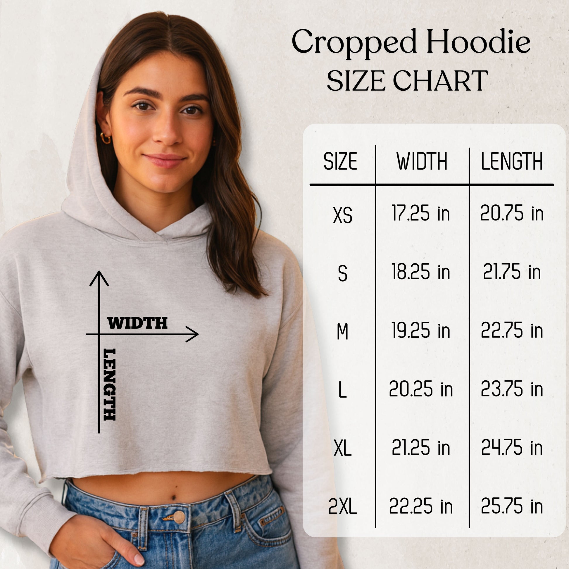 Cropped Hoodie Size Chart