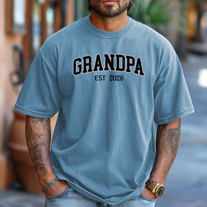 Personalized Grandpa EST [Year] T-Shirt, Father's Day Gift, Perfect for Baby Announcement, Grandpa Gift, Family Gatherings