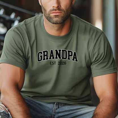 Personalized Grandpa EST [Year] T-Shirt, Father's Day Gift, Perfect for Baby Announcement, Grandpa Gift, Family Gatherings