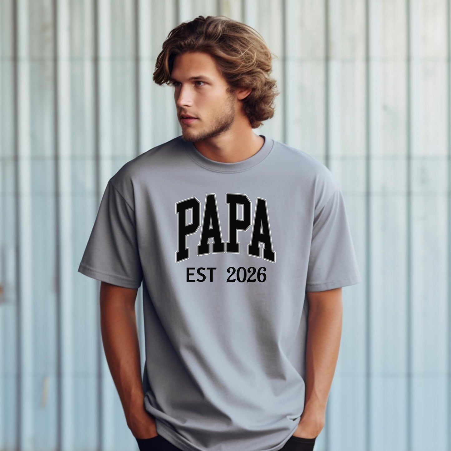 Personalized PAPA EST [Year] T-Shirt, New Dad Shirt, Grandpa T-Shirt, Baby Announcement Shirt