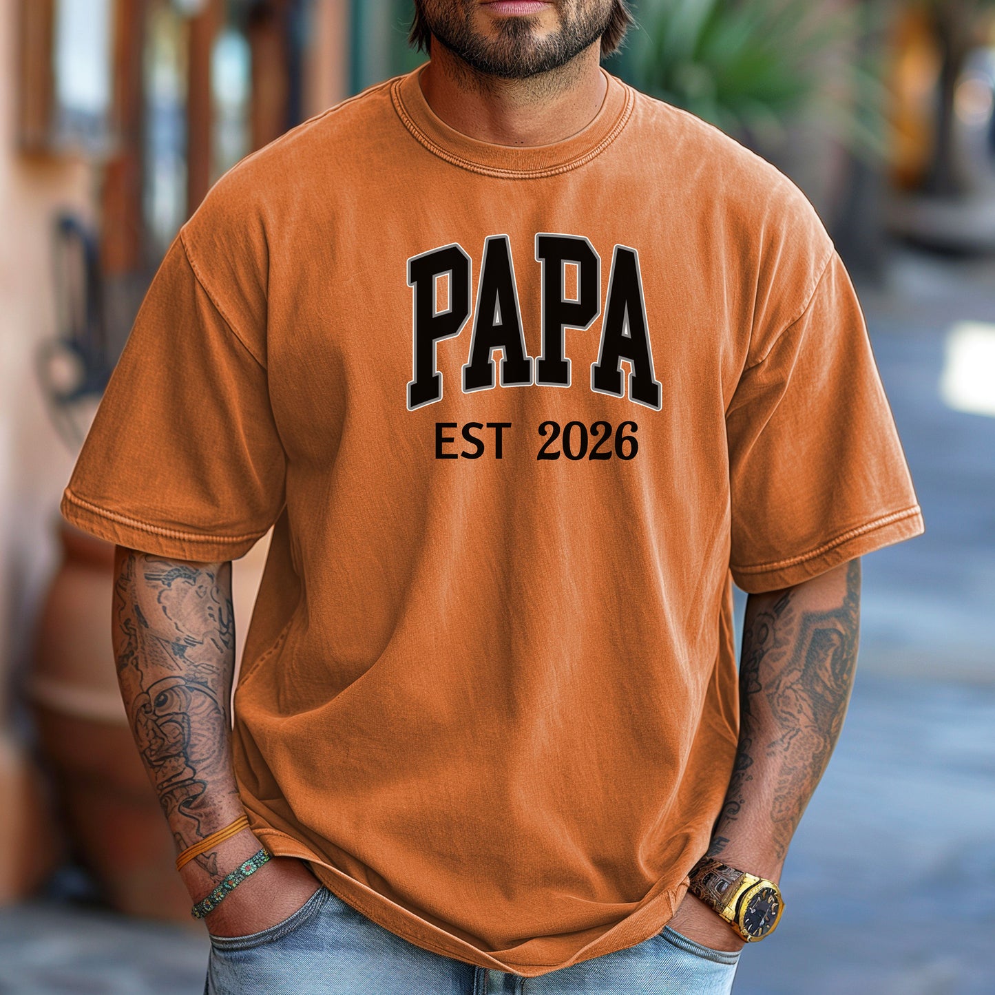 Personalized PAPA EST [Year] T-Shirt, New Dad Shirt, Grandpa T-Shirt, Baby Announcement Shirt