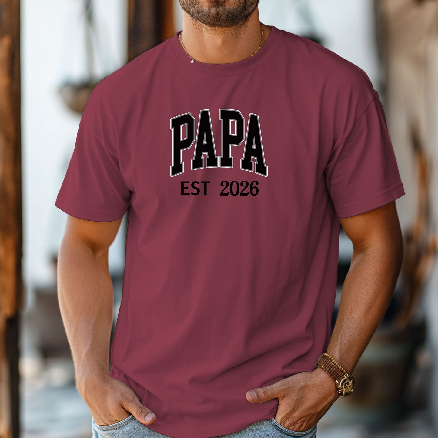 Personalized PAPA EST [Year] T-Shirt, New Dad Shirt, Grandpa T-Shirt, Baby Announcement Shirt