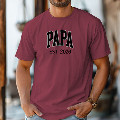 Personalized PAPA EST [Year] T-Shirt, New Dad Shirt, Grandpa T-Shirt, Baby Announcement Shirt
