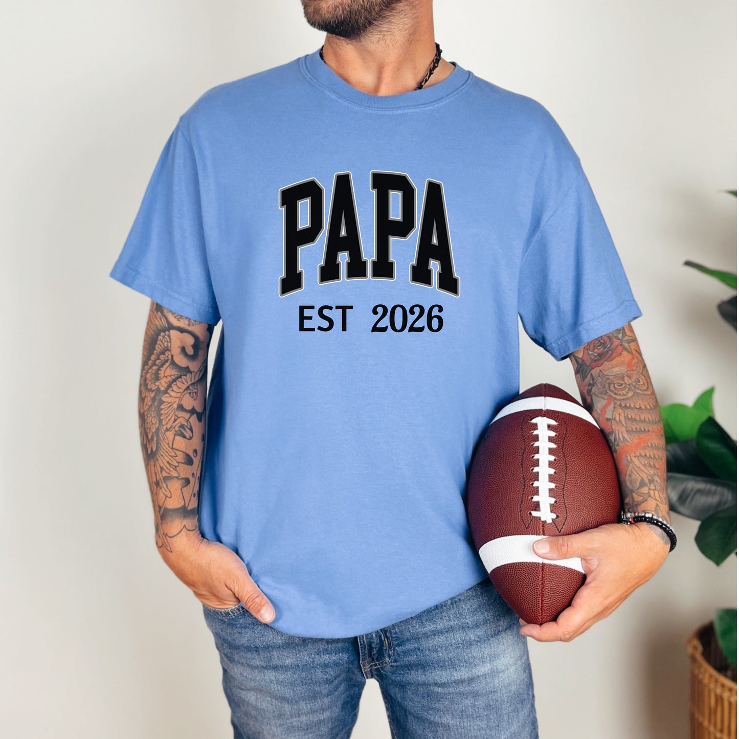 Personalized PAPA EST [Year] T-Shirt, New Dad Shirt, Grandpa T-Shirt, Baby Announcement Shirt