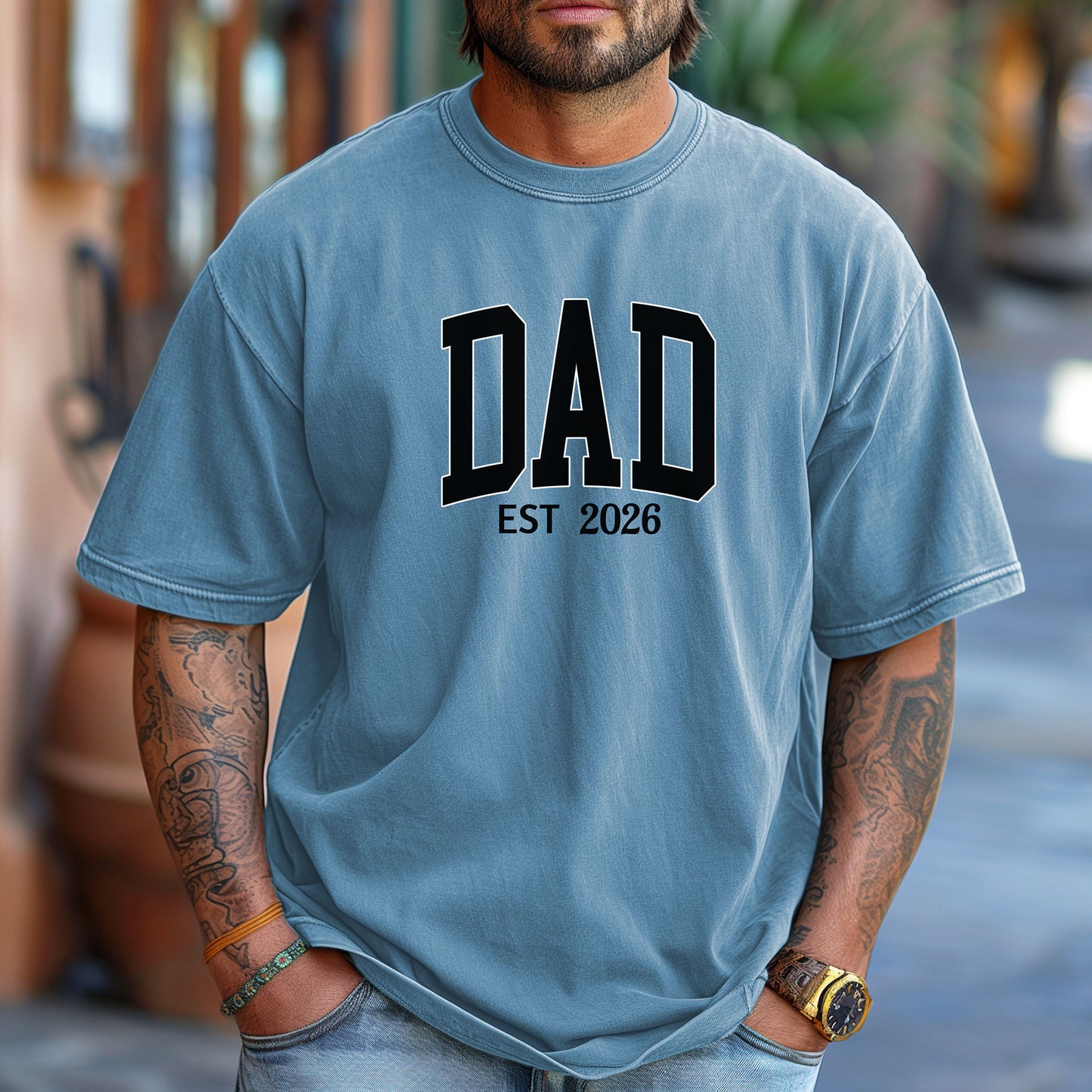 Personalized Dad EST [Year]Unisex T-Shirt, Perfect for Father's Day, New Dad Gift, Casual Wear, Family Gatherings