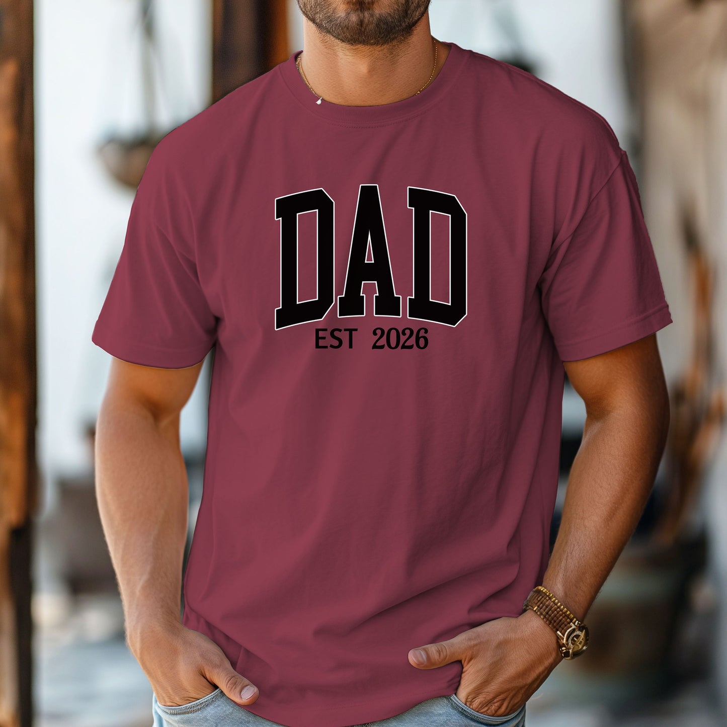 Personalized Dad EST [Year]Unisex T-Shirt, Perfect for Father's Day, New Dad Gift, Casual Wear, Family Gatherings
