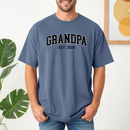 Personalized Grandpa EST [Year] T-Shirt, Father's Day Gift, Perfect for Baby Announcement, Grandpa Gift, Family Gatherings