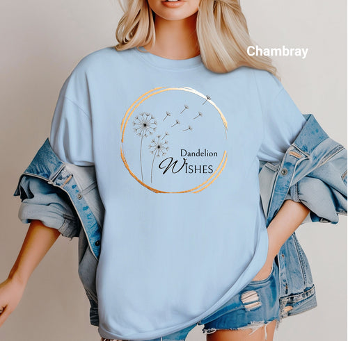 Dandelion Wishes Tshirt, Nature Lovers, Whispered Wishes, Dandelion Seed Art, Nature's Wish, Floating Wishes, Botanical Serenity