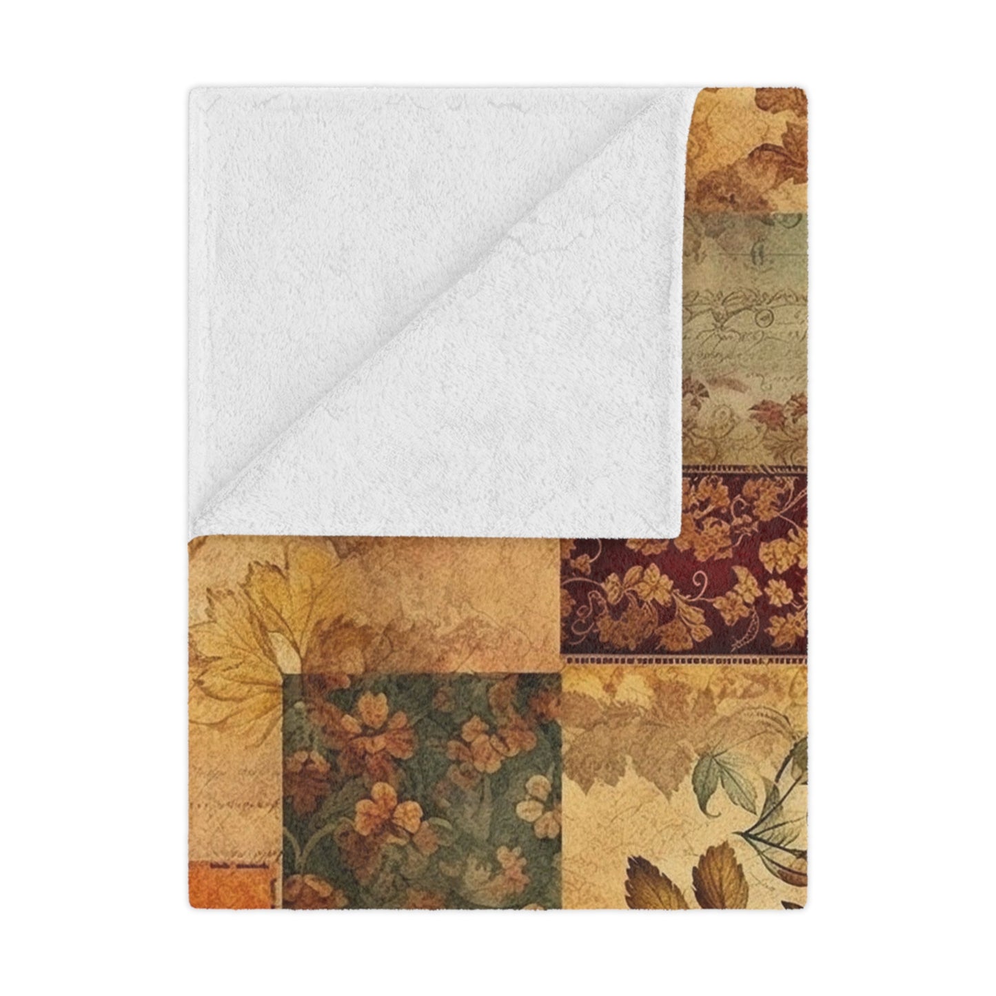 Fall Patchwork Blanket showing the back