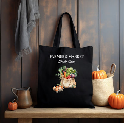 Farmer’s Market Tote Bag, Locally Grown Produce Design, Eco-Friendly