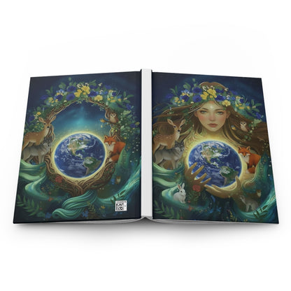 Gaia_Earth_Goddess_Hardcover_Journal - Lying flat showing both front and back cover