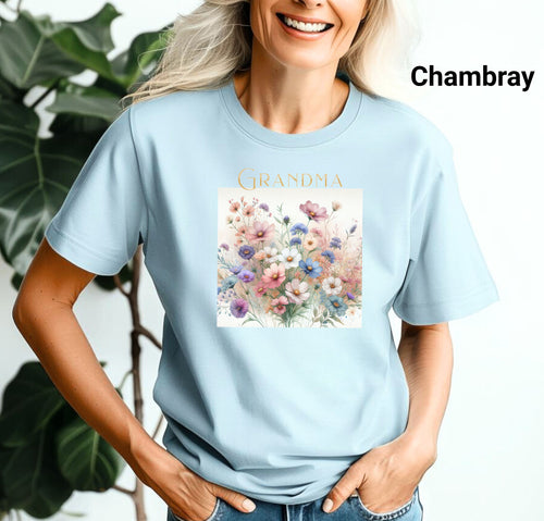 Floral Grandma T-Shirt, Charming Spring Floral Tee, Great for Mother's Day or Family Reunion, Thoughtful Grandma Gift, Comfort Colors® Tee