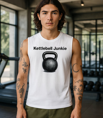 Kettlebell Junkie Muscle Tank, Gym Workout Sleeveless Tee