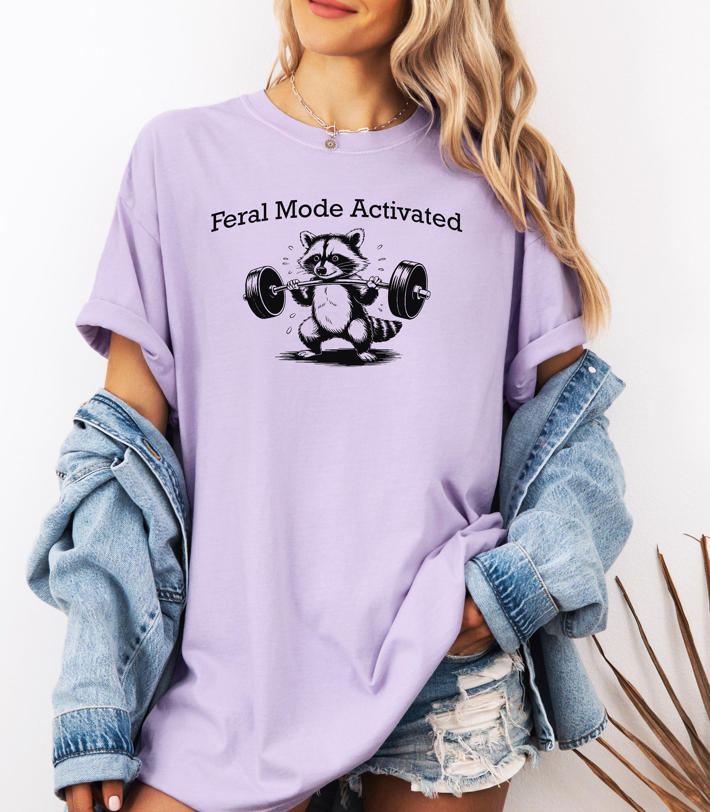Feral Mode Activated T-Shirt, Raccoon Weightlifting Graphic Tee