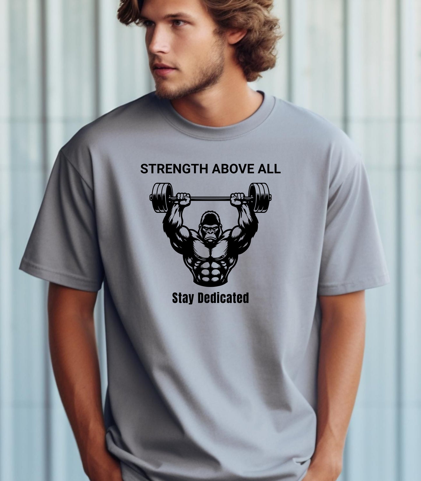 Strength Above All graphic T-shirt, Weightlifting Gym Workout Tee