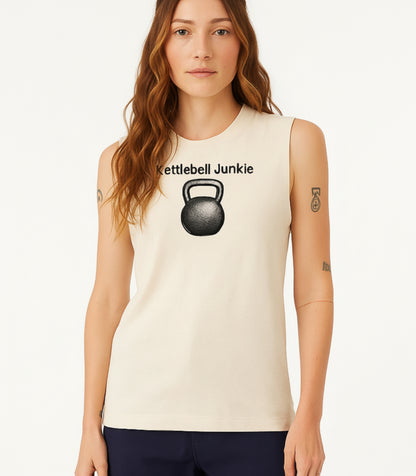 Kettlebell Junkie Muscle Tank, Gym Workout Sleeveless Tee