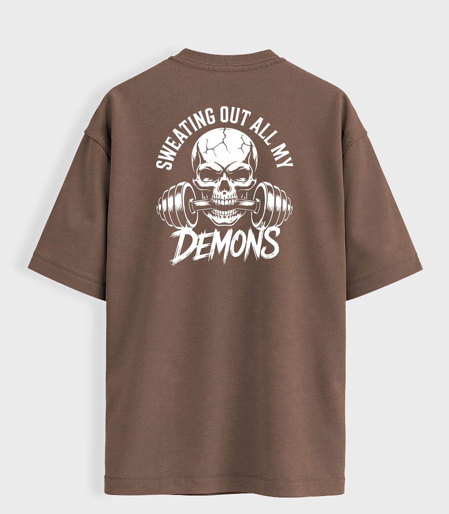 Sweating Out All My Demons T-Shirt, Skull & Barbell Gym Tee