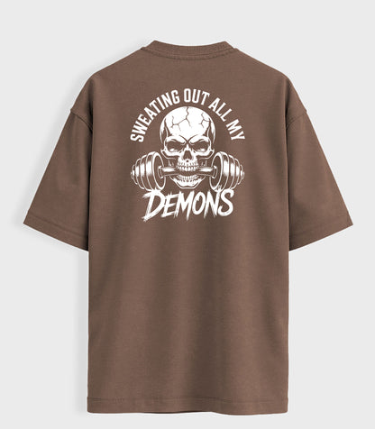 Sweating Out All My Demons T-Shirt, Skull & Barbell Gym Tee