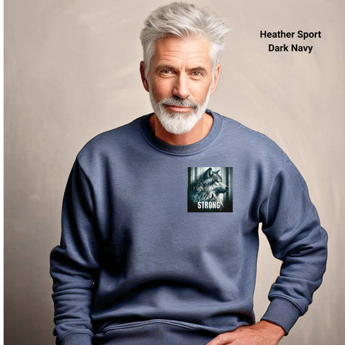 Wilderness Strong Sweatshirt, Empowering Crewneck Sweatshirt, Casual Wear, Gift for Strength Lovers, Motivational Outfit, Wolf Lovers