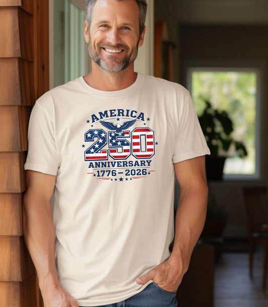 America 250 Anniversary T-shirt | 1776-2026 Patriotic Flag Design