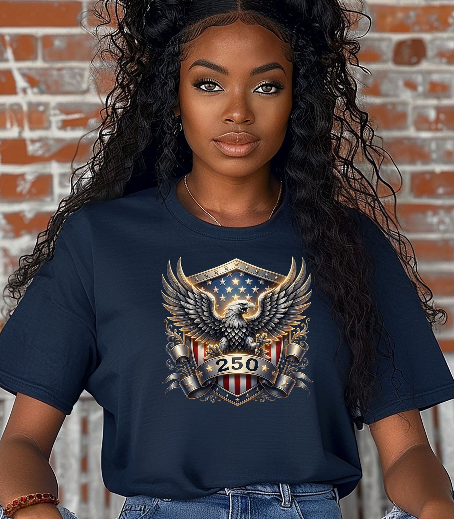 American Eagle Shield 250th T-Shirt, Patriotic Bald Eagle USA 250th Anniversary Shirt