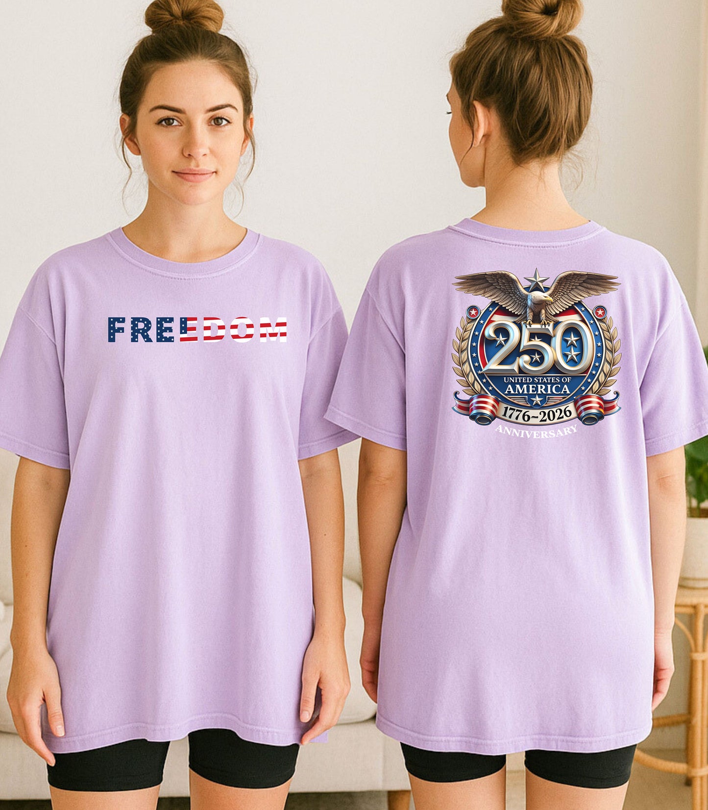 Freedom America 250 T-Shirt, Patriotic Eagle 1776-2026 USA Anniversary Shirt