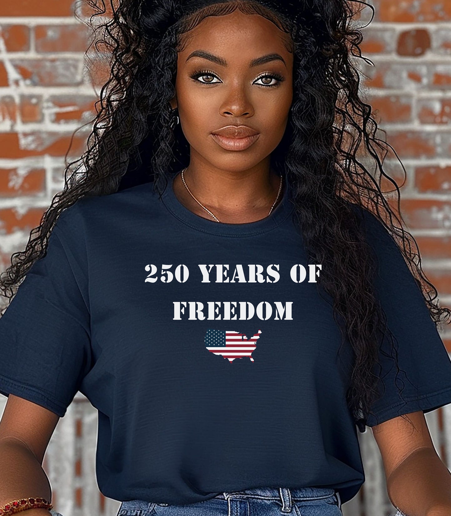 250 Years of Freedom T-shirt, USA flag map, patriotic anniversary