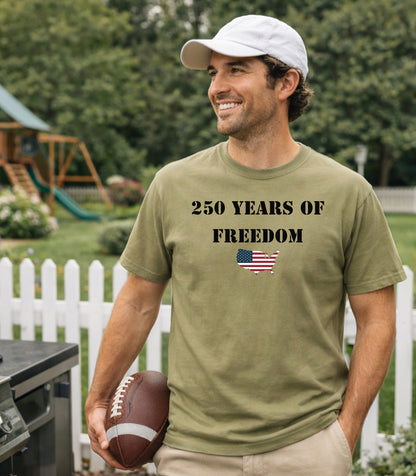 250 Years of Freedom T-shirt, USA flag map, patriotic anniversary