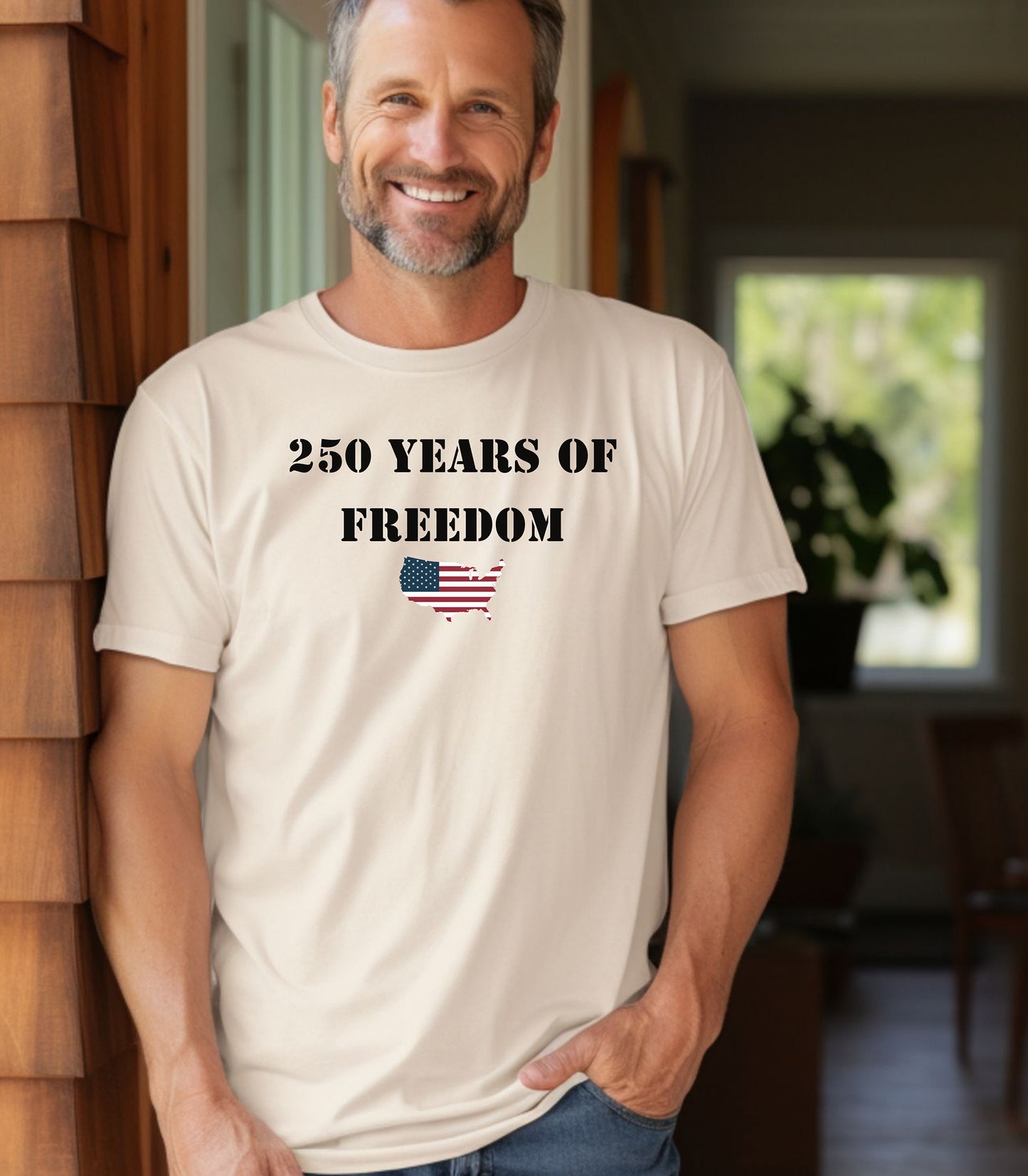 250 Years of Freedom T-shirt, USA flag map, patriotic anniversary