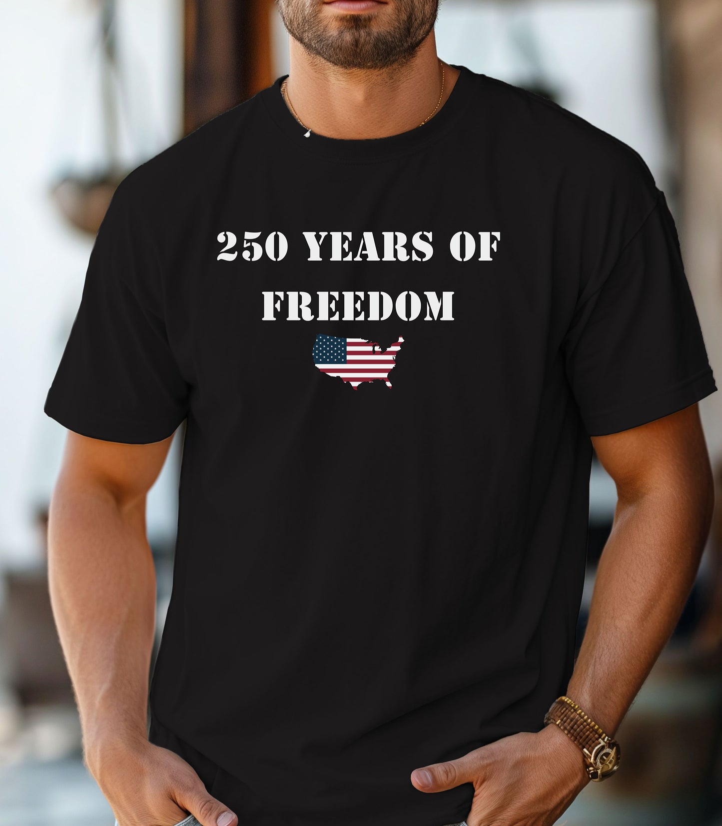 250 Years of Freedom T-shirt, USA flag map, patriotic anniversary