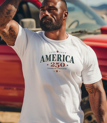 America 250 vintage patriotic logo T-shirt, Independence Anniversary Tee