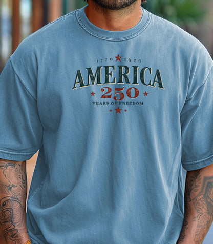 America 250 vintage patriotic logo T-shirt, Independence Anniversary Tee