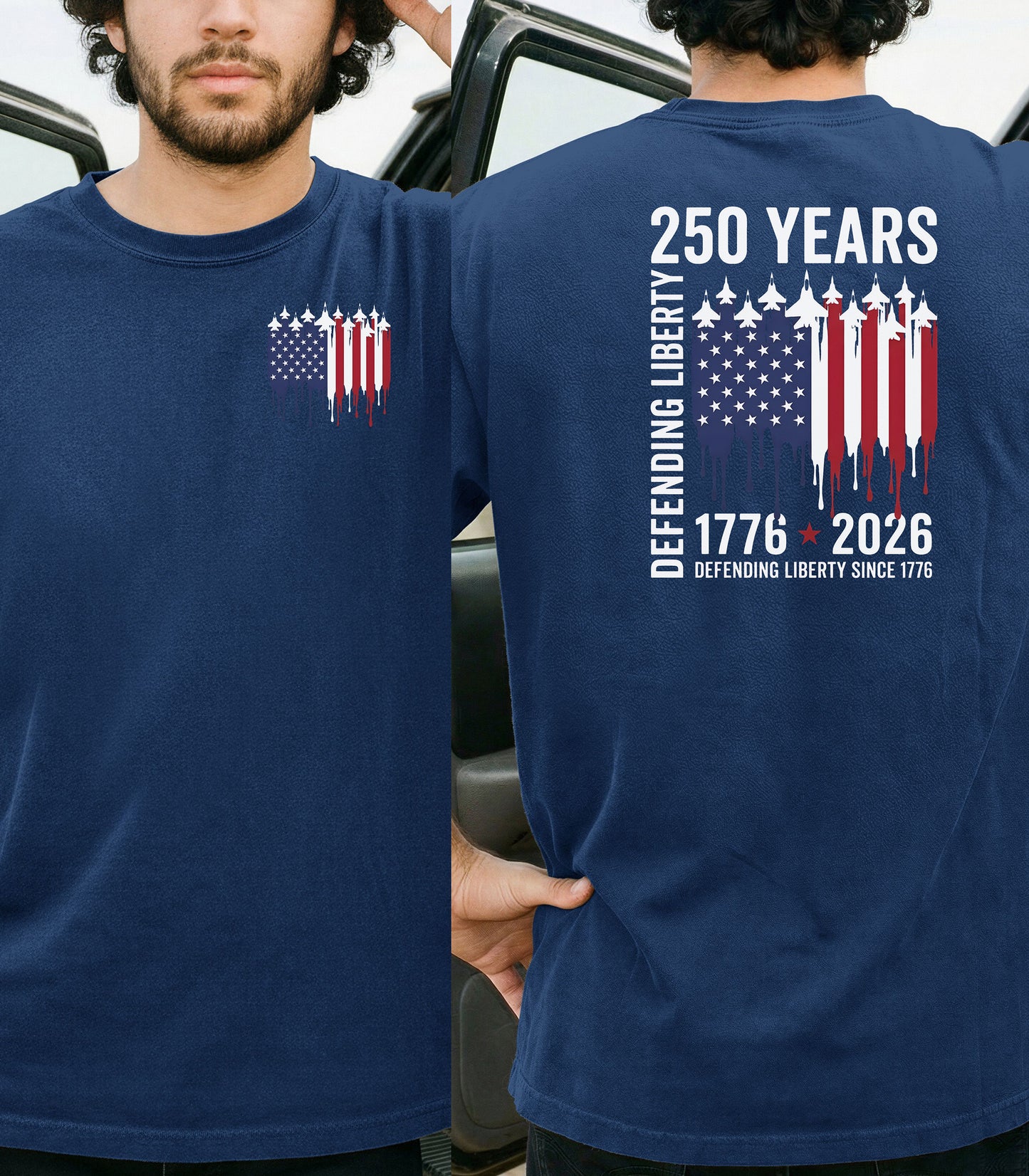 250 Years Defending Liberty T-Shirt, America 250 Patriotic Military Shirt