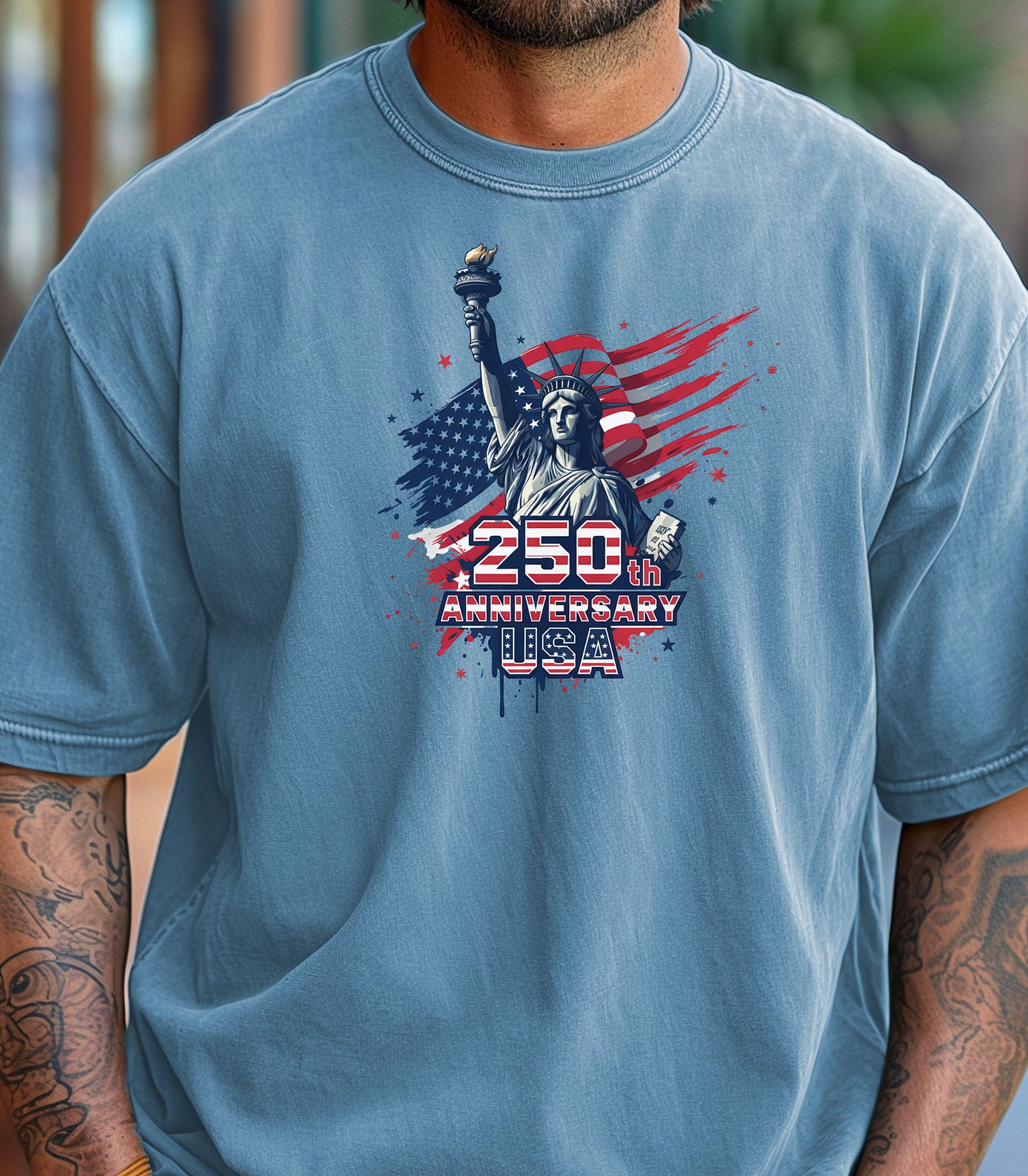Statue of Liberty 250th Anniversary T-shirt | American Flag Graphic