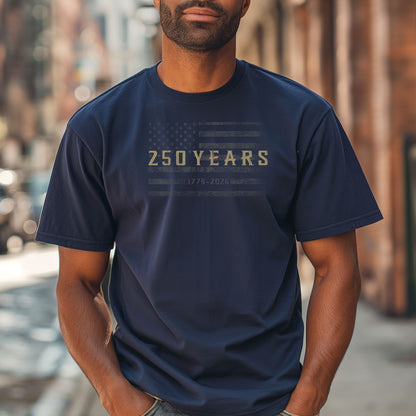 250 Years Flag Graphic T-Shirt, Distressed American Flag, Anniversary Tee