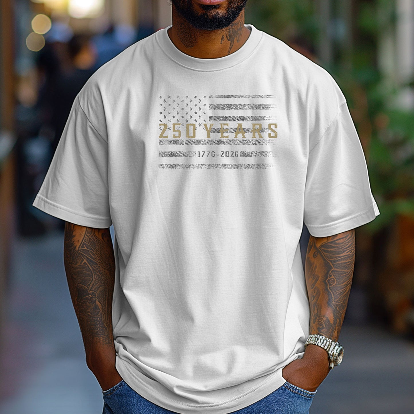 250 Years Flag Graphic T-Shirt, Distressed American Flag, Anniversary Tee
