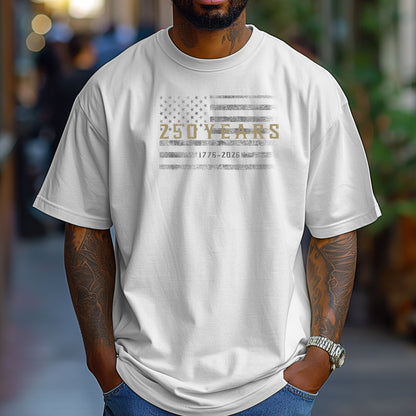 250 Years Flag Graphic T-Shirt, Distressed American Flag, Anniversary Tee