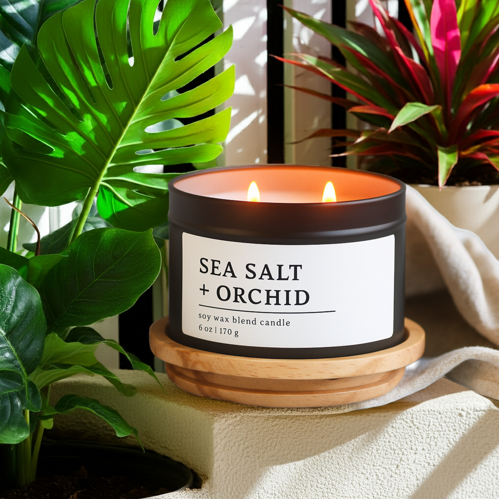 Sea Salt + Orchid Soy Wax Blend Candle, 6 oz 2-Wick