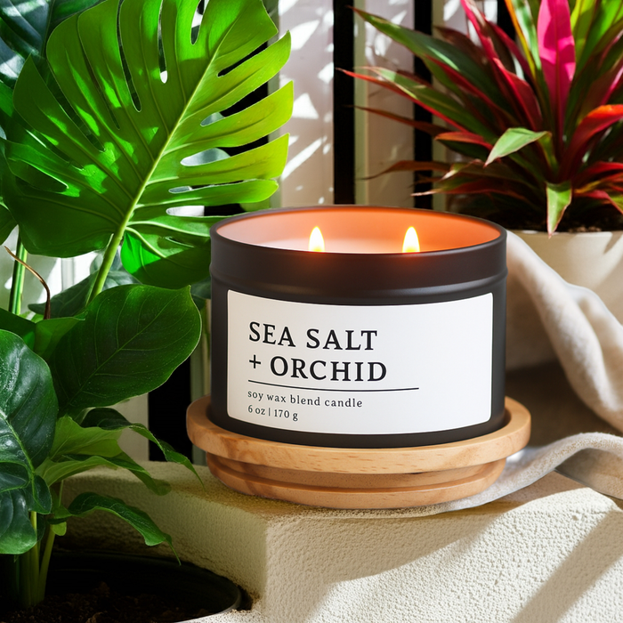 Sea Salt + Orchid Soy Wax Blend Candle, 6 oz 2-Wick