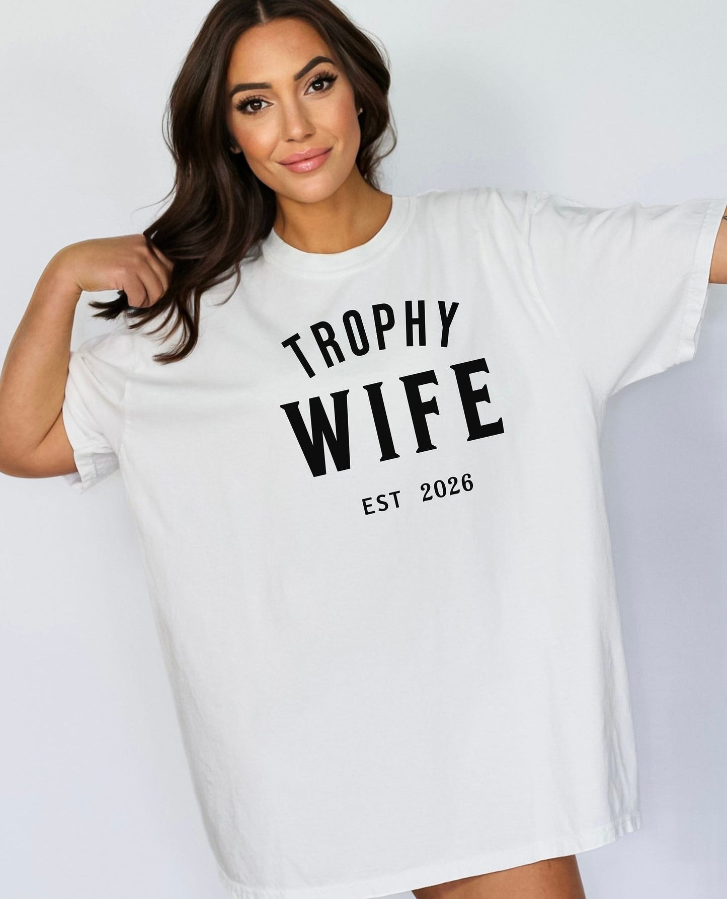 Personalized Trophy Wife T-Shirt, Unisex Tee Gift, Funny Wedding Shirt, Newlywed Apparel, Anniversary Present, Casual Wear