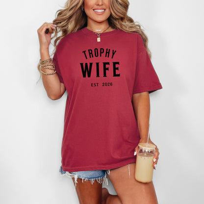 Personalized Trophy Wife T-Shirt, Unisex Tee Gift, Funny Wedding Shirt, Newlywed Apparel, Anniversary Present, Casual Wear