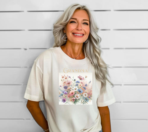 Floral Grandma T-Shirt, Charming Spring Floral Tee, Great for Mother's Day or Family Reunion, Thoughtful Grandma Gift, Comfort Colors® Tee