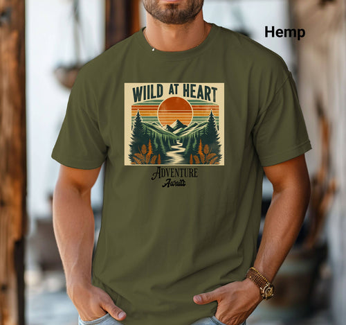 Wild at Heart Adventure - Adventure Awaits TShirt, Tee for Outdoorsy Souls, Adventure Clothing, Nature Lovers, Hiking Apparel, Vintage Vibe, Comfort Colors Tee