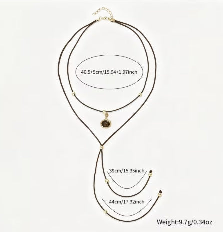 Layered Y-Shaped Boho Necklace with Simulated Tiger’s Eye, Free Spirit Jewelry