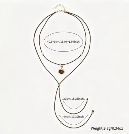Layered Y-Shaped Boho Necklace with Simulated Tiger’s Eye, Free Spirit Jewelry