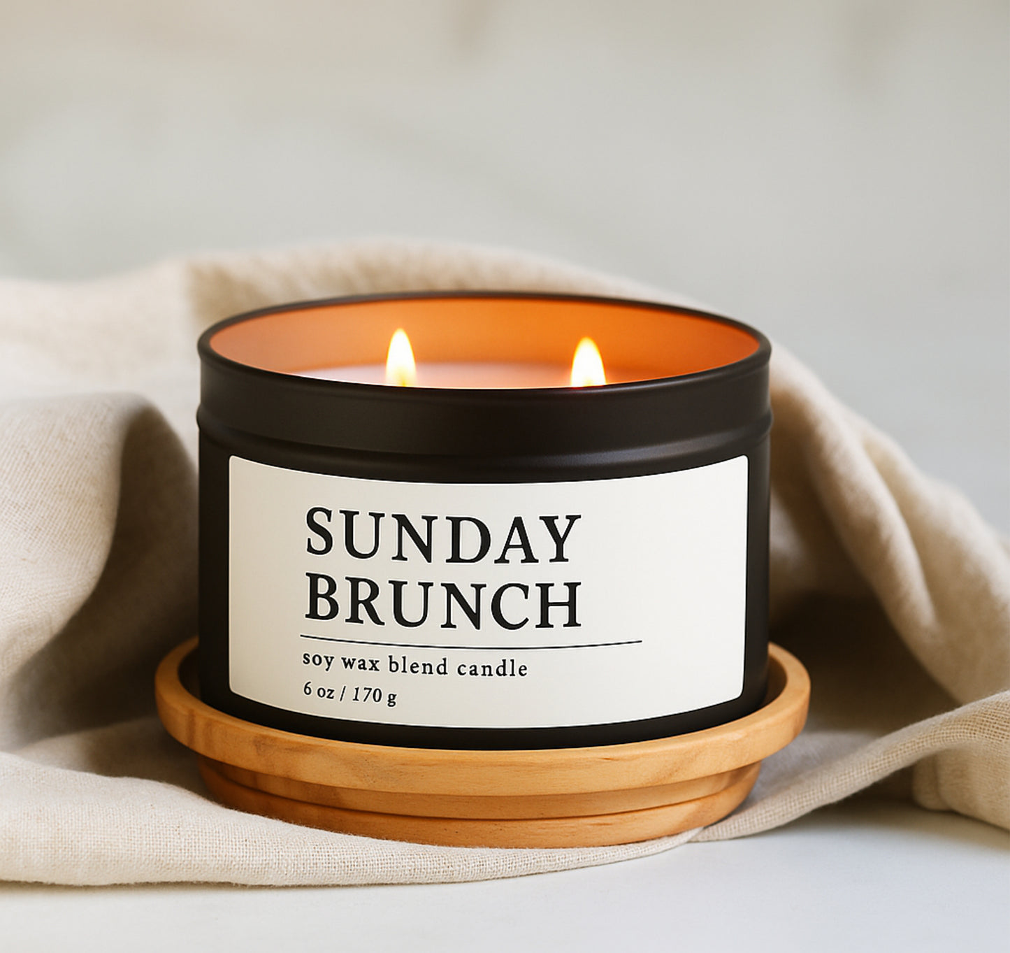 Sunday Brunch Soy Wax Blend Candle, 6 oz, 2 Wick Tin