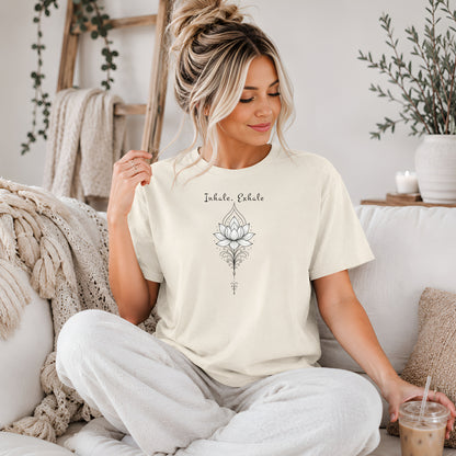 Inhale Exhale Lotus T-Shirt, Mindful Boho Graphic Tee