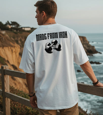Made From Iron T-Shirt, Dumbbell Back Design for Lifters