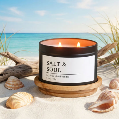 Salt & Soul, Sea Salt + Orchid Candle, Coastal Boho Scent